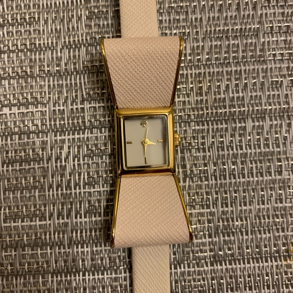 kate spade Accessories - Kate Spade Bow Shaped Watch, Ivory, Saffiano Leather/Gold